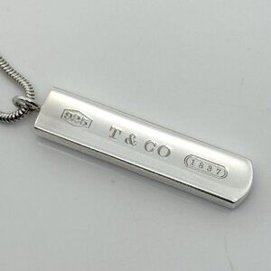 18" Tiffany 1837 Bar Pendant Necklace on Snake Chain